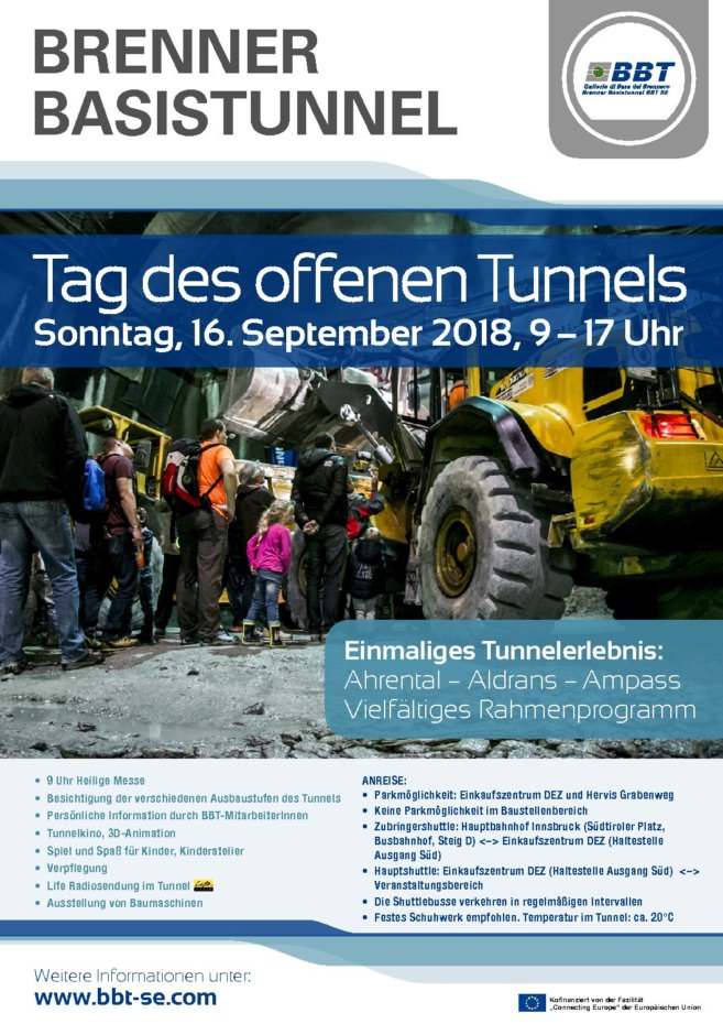 Tag des offenen Tunnels: Ahrental – Aldrans – Ampass, 16.09.2018