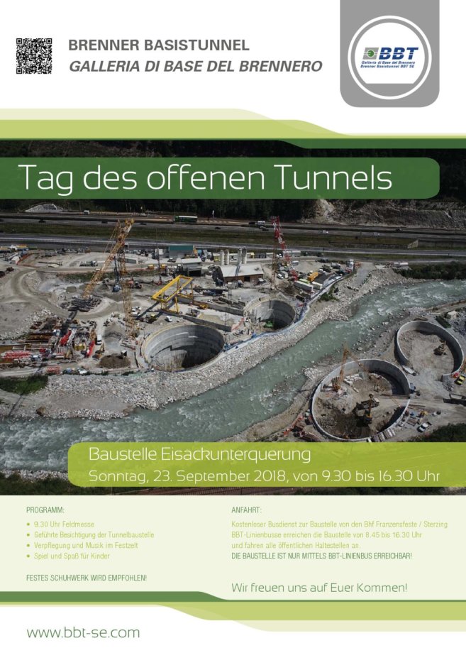 Tag des offenen Tunnels Eisackunterquerung, 23.09.2018